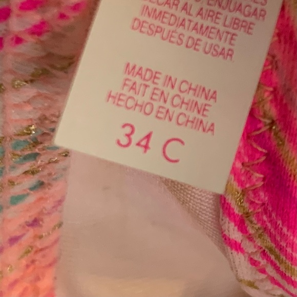 Victorias Secret Gray & Pink Stripe Halter Bikini Top Size 34C - Picture 8 of 9